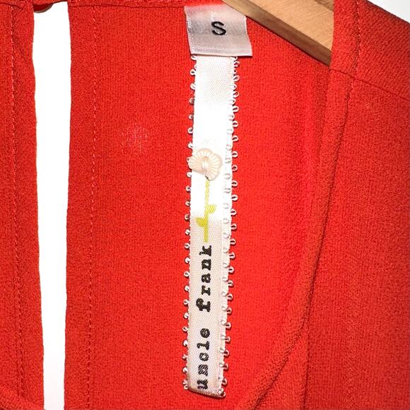 Uncle Frank Red Ruffle Flutter Short Sleeve Mini Dress Size Small - Picture 3 of 11